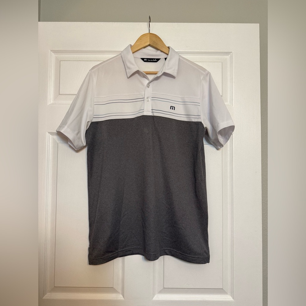 Men’s Travis Mathew White and Dark Gray Polo Shirt